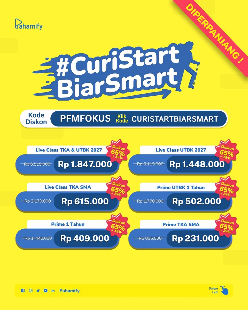 pfmfokus's tweet photo. 📢DISKON PAHAMIFY

Yuk, persiapkan dirimu belajar bareng Mipy

Beli di web https://t.co/MNX77oWcxd

#studytwt #ambistwt #ambisverse #studyacc
Mipi mify SNBT TKA tryout pembahasan TO harga paket pricelist bimbel online kode refferal diskon voucher promo langganan wtb premium UTBK https://t.co/KphM4elJlR