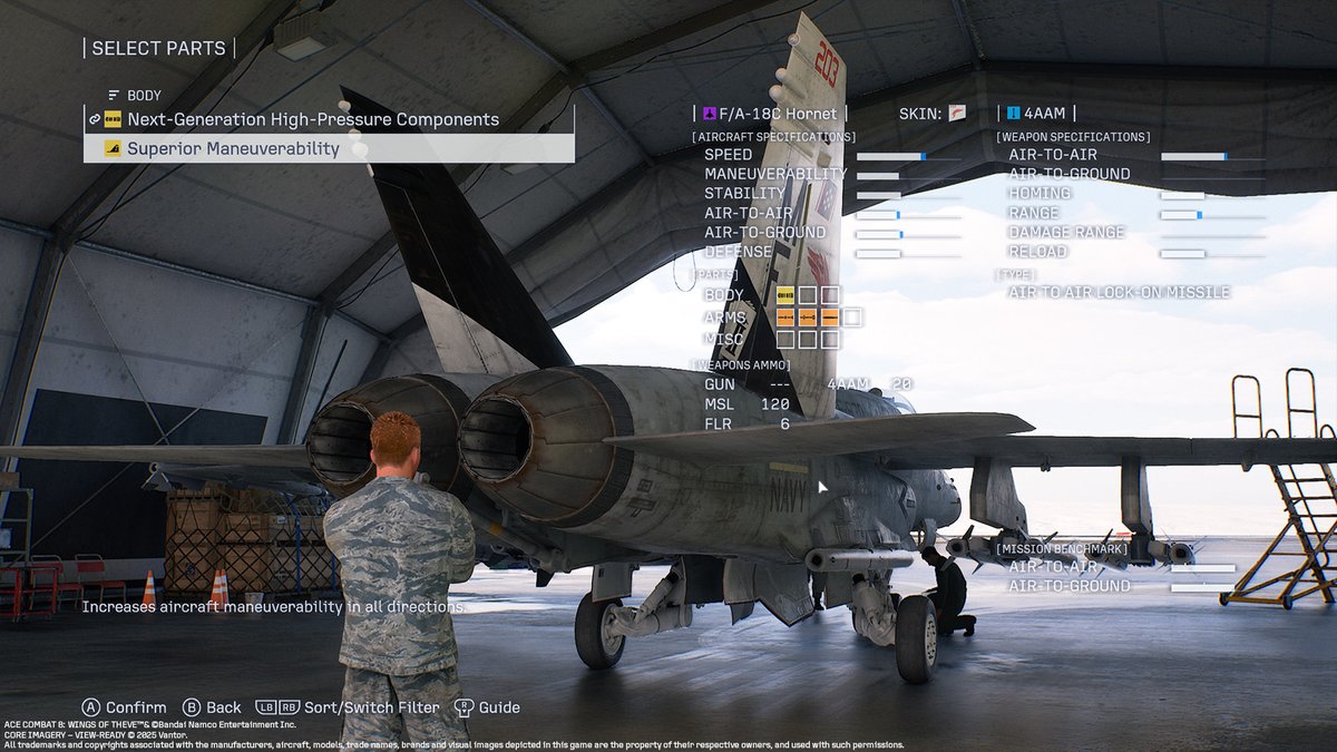 AceCombatGames's tweet photo. Here’s an introduction to #ACE8’s upgrade parts!
In ACE8, you can customize your aircraft to your liking by equipping upgrade parts obtained from the AIRCRAFT TREE! Upgrade parts are divided into three types: “BODY,” “ARMS,” and “MISC,” and the maximum number of parts that can be equipped varies by aircraft! Build your own customized aircraft!
#ACECOMBAT