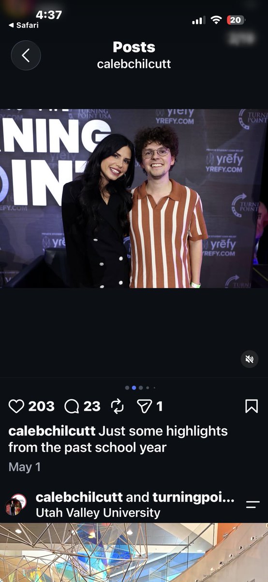 SammyTherese's tweet photo. Weird how after three years of asking #charliekirk last minute the #tpusa team decided to shoe horn in a campus stop -first one at #uvu - setting prepping - I wonder who Tyler Robinson spoke with on campus that day according to the testimony at prelim - could it be Caleb? Who was happy to sit for a news spread and get awarded by #erikakirk and conservative influencers ? @BasedSamParker @baroncoleman @DiligentDenizen @MuppetMasher @ProjectConstitu @RealCandaceO