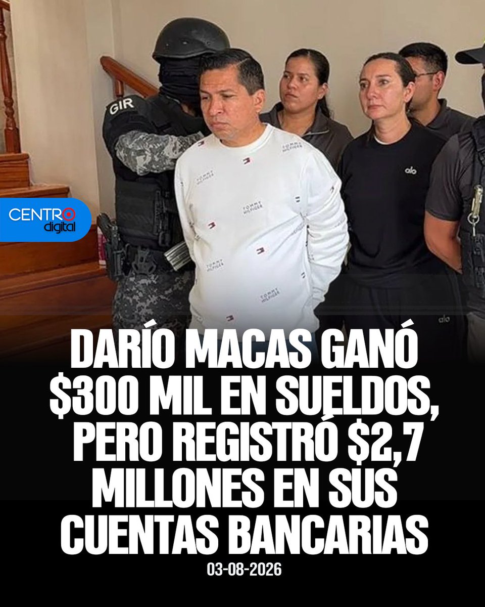 radiocentroec's tweet photo. #ATENCION | En seis años como alcalde de Machala, Darío Macas recibió cerca de USD 300.000 en salarios; sin embargo, sus cuentas bancarias personales registraron movimientos por USD 2,7 millones. Este es uno de los indicios de la Fiscalía dentro de la investigación por presunto enriquecimiento ilícito del caso Muralla. 

Los detalles ➡️ https://t.co/O2rw3VBRcd
