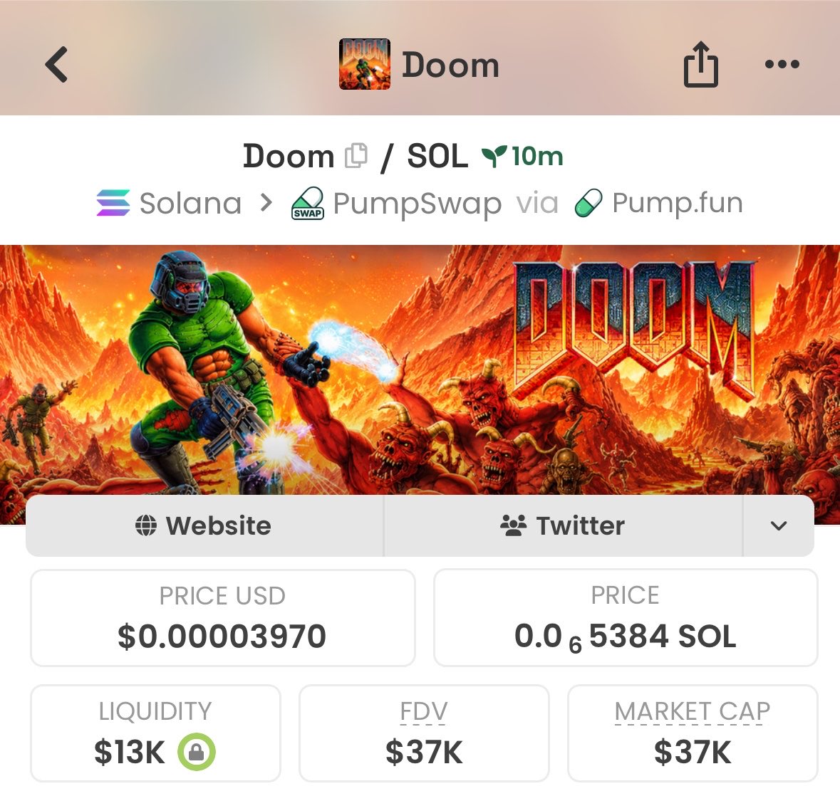 ELCharpo45's tweet photo. Highlighted $Doom at $37K Mcap in my Alpha VIP's ๐จ๐ค๐...
โ๏ธSolana
#solana #memecoin #alphacall https://t.co/iKB0v7xzQn