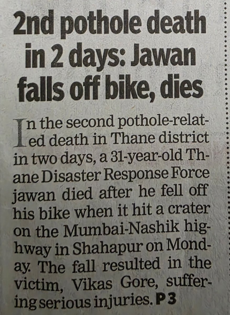 one_by_two's tweet photo. 2nd death due to a pothole 🥲 This is not an accident. This is murder! https://t.co/jxVPnkZ0Uc