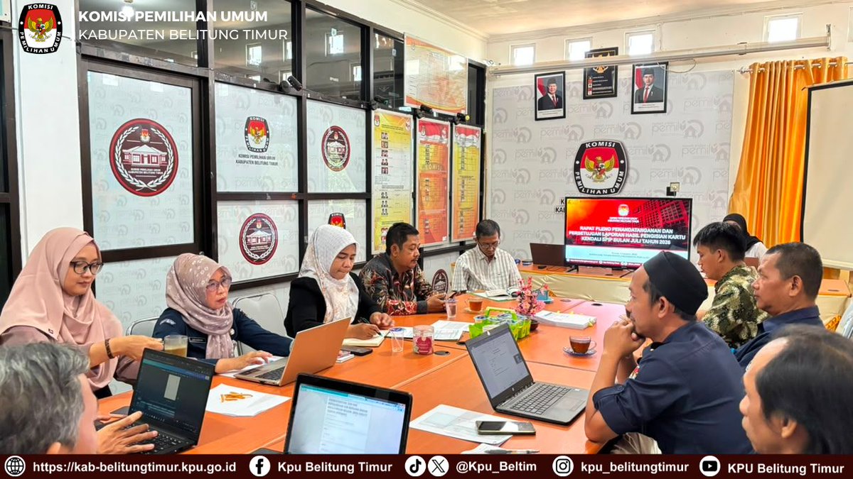 Kpu_Beltim's tweet photo. #TemanPemilih, Komisi Pemilihan Umum (KPU) Kabupaten Belitung Timur menggelar Rapat Pleno Penandatanganan dan Persetujuan Laporan Hasil Pengisian Kartu Kendali SPIP Bulan Juli Tahun 2026 pada Jumat (4/8/2026).

#KPUMelayani https://t.co/GkrzghoOz2