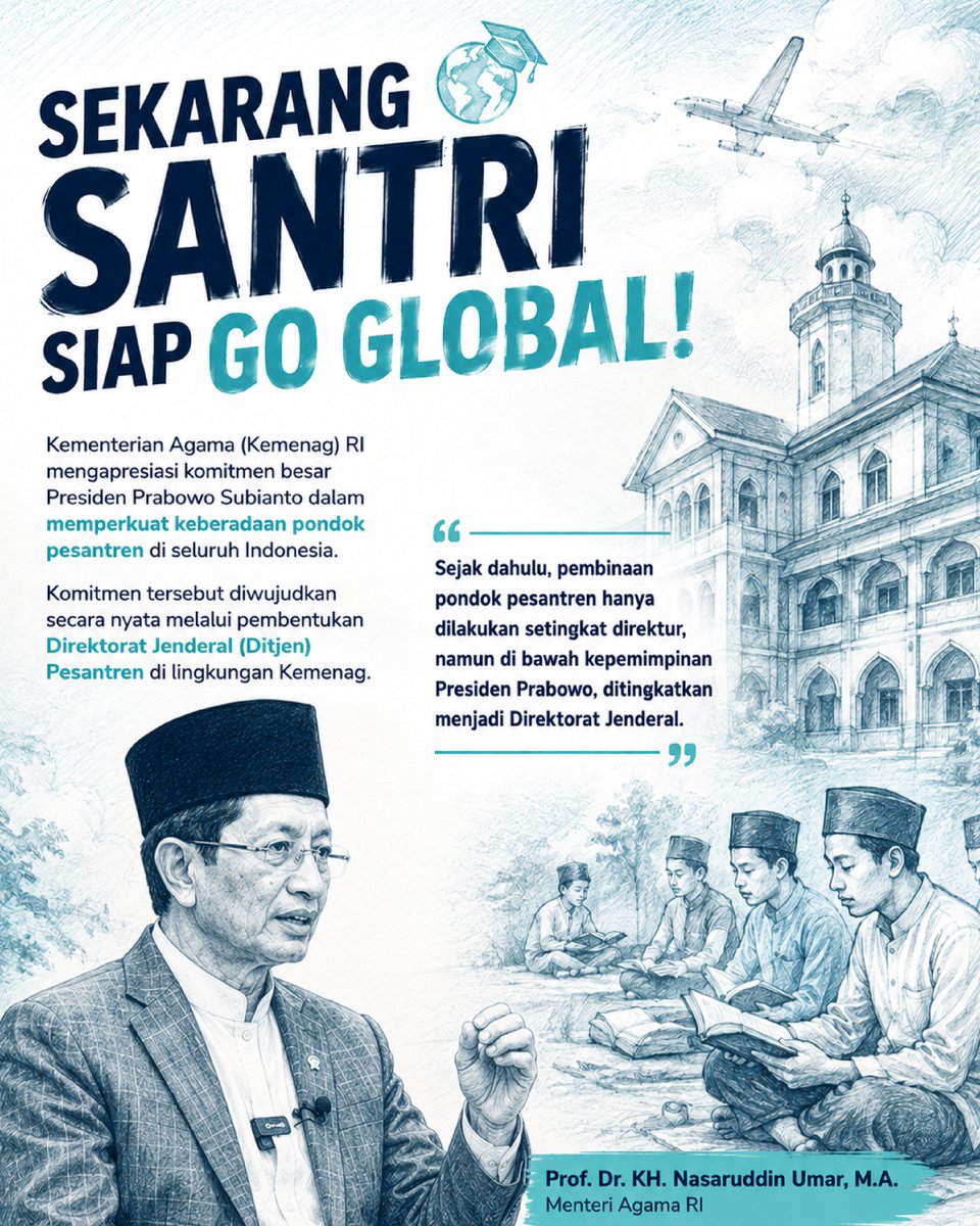 adeevahsn's tweet photo. Mantap! Sekarang santri makin di depan, dapet dukungan penuh pemerintah buat go global. Keren banget komitmen Presiden Prabowo! 🔥🚀
#jagaindonesia #SantriMaju #PesantrenKeren #IndonesiaMaju #ViralIndonesia https://t.co/SCnNrLj7gd