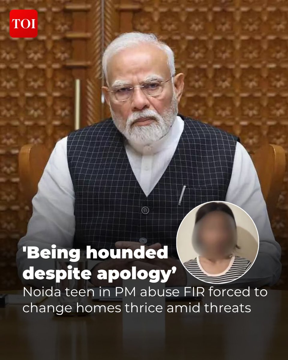 timesofindia's tweet photo. Since she was named in an FIR filed by Noida Police on July 29 for allegedly using profanities against PM Modi during the protest at Jantar Mantar on paper leaks and education reforms, a teenager from Noida and her mother have been forced to move houses three times, their lawyer told TOI.

Details here 🔗https://t.co/x3hkmL3v5c
Tap into nonstop news coverage with the TOI App 👉 https://t.co/ogFaRsVinV

#PMModi #Noida #JantarMantar #NoidaPolice #IndiaNews