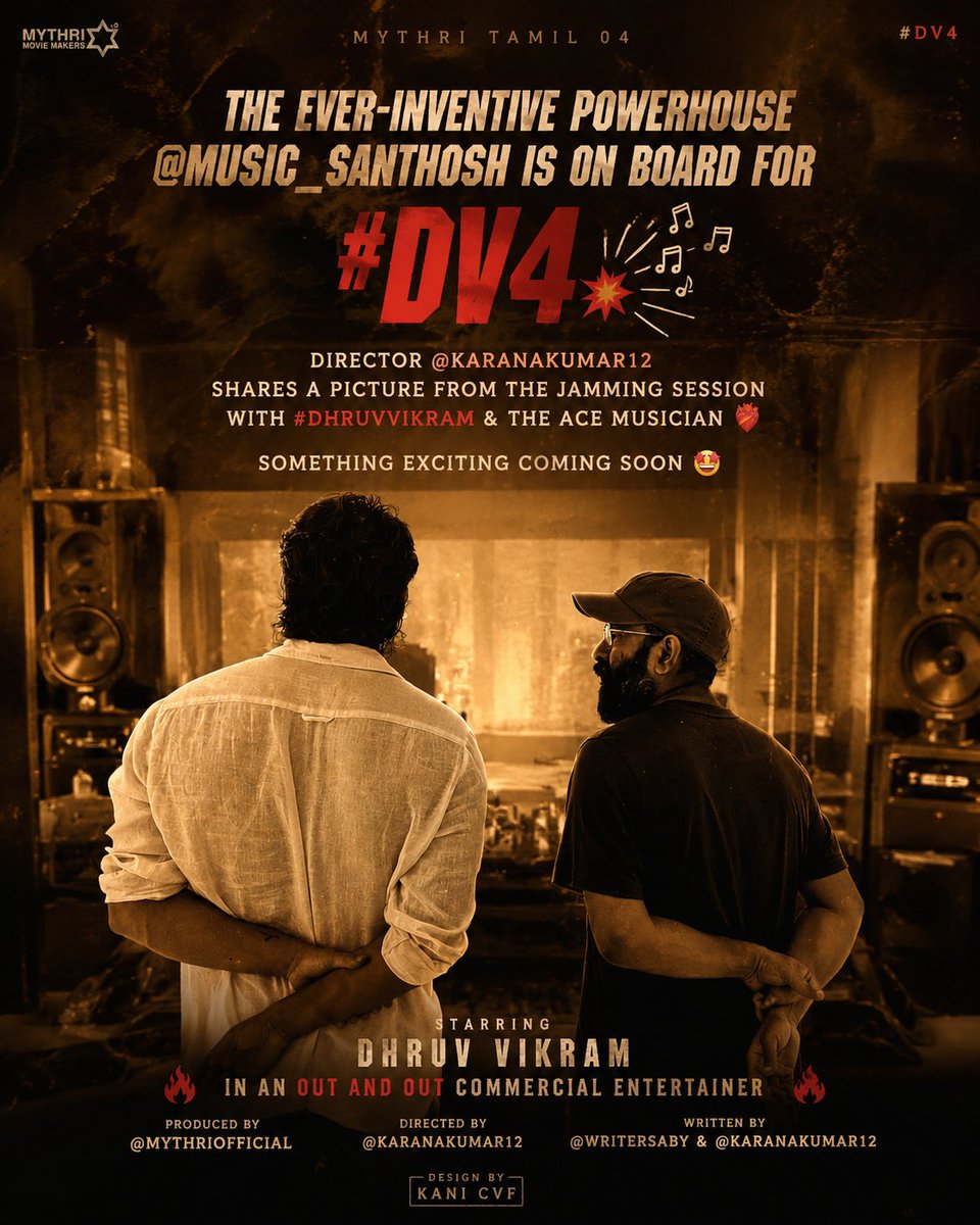 Kanicvf07's tweet photo. Something exciting coming soon 🤩
#DhruvVikram #DV04
@Music_Santhosh @MythriOfficial https://t.co/WMOKRuLeim