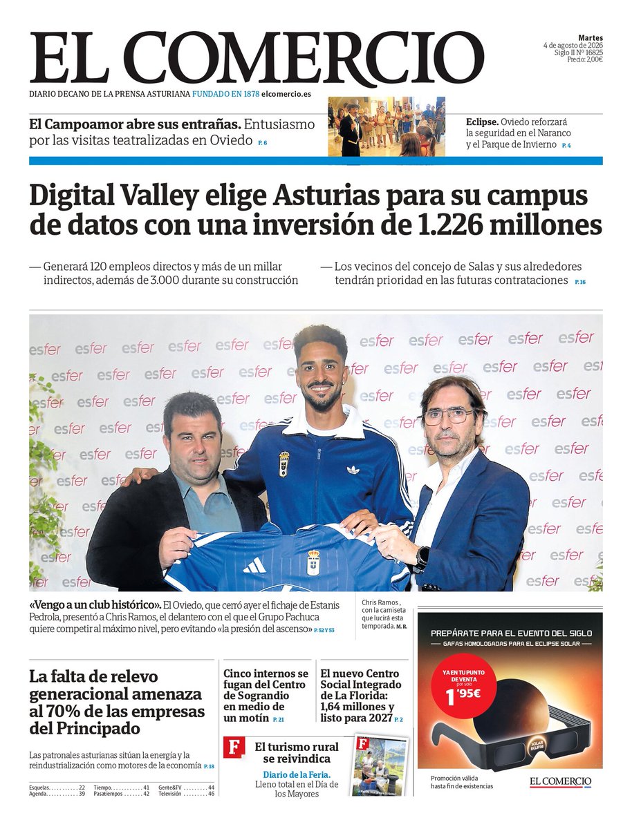 elcomerciodigit's tweet photo. #Buenosdías  📰 Estas son las portadas de hoy, martes 4 de agosto ➡️ Sigue la información del día en https://t.co/k8kykeNTpv https://t.co/5qdWsgJOjI