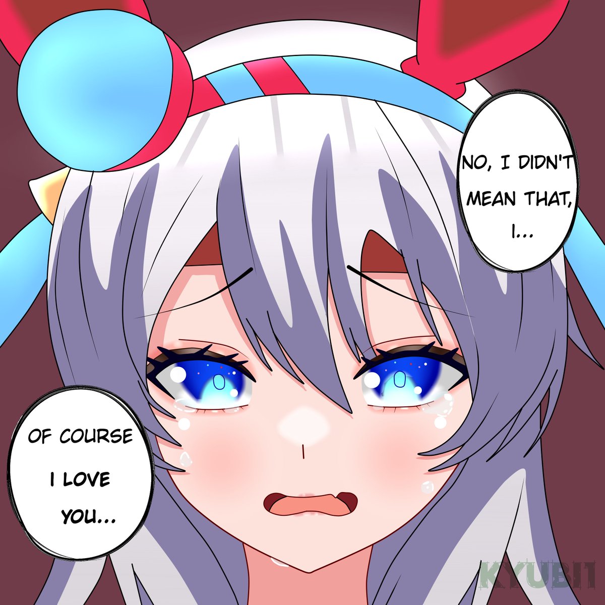 Kyubi110's tweet photo. I'm practicing the expressions. I know #TamamoCross can be like a Tsundere, so I came out with this idea. 

#Umamusume #Fanart #DigitalArt #AnimeGirl #Tamamo https://t.co/p42j04n55b