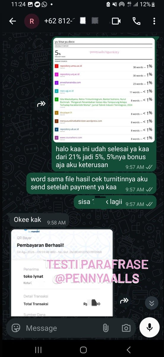 pennyaalls's tweet photo. (9) avail joki parafrase manual untuk turunin persen ai turnitin drillbit skripsi jurnal tugas artikel proposal makalah laporan tesis essay dsb! free revisi bisa untuk dl mepet! ☎️https://t.co/SCHd2BR9Qn https://t.co/YNk9POpwfF