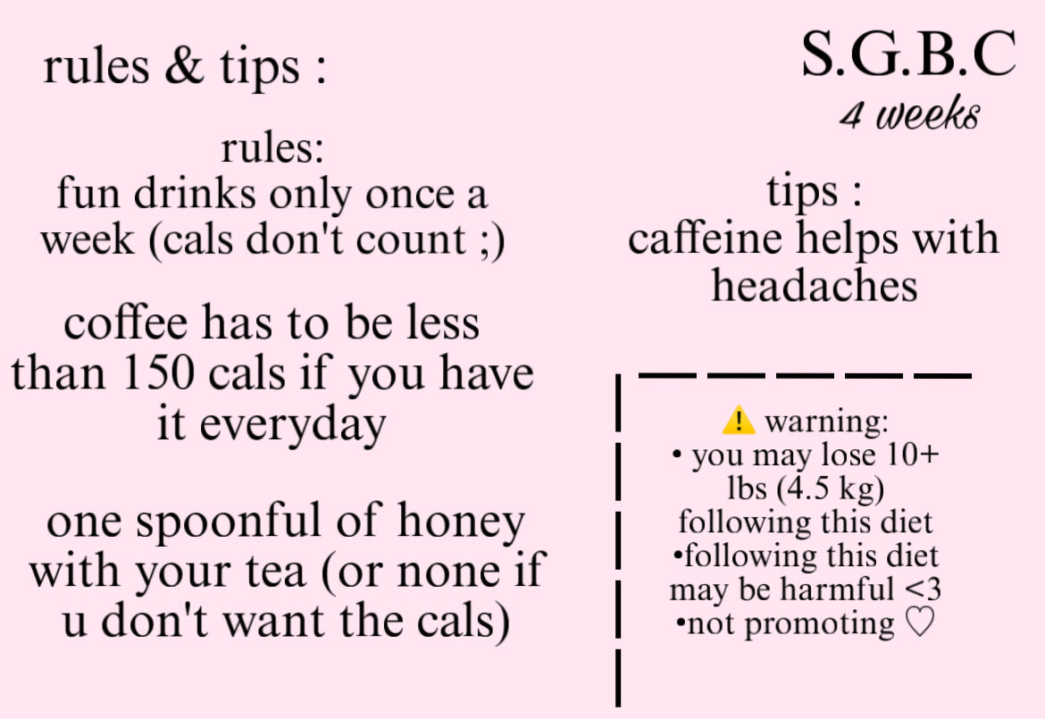 cherrisweethart's tweet photo. this is mostly for me lolz but I decided to share ♡ 

i’m gonna test it out soon ! <3 (if you do go over, burning them off is best recommended but also these are hella low soo… it’s okay!) 

starving girl boot camp .ೃ࿐ 

🏷️ : abc diet , edrtwt , edtwt , gw , fw , cw https://t.co/qRcWSp6BRD