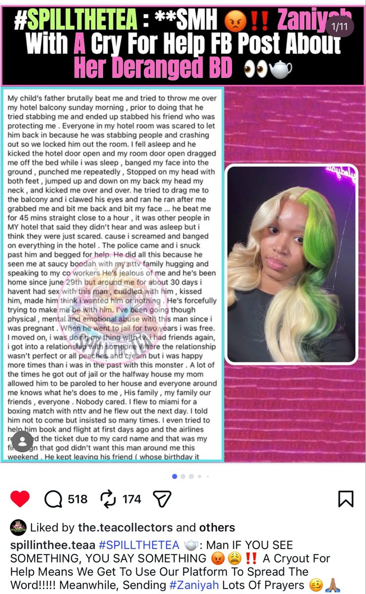 ItsMimaMonopoly's tweet photo. Reposting only for awareness, cause I don’t want nothing to happen to this girl. The police always wait till a man kills a black woman, to start taking things seriously. Justice for Zaniyah. Praying God covers this girl, so she don’t gotta leave this earth &amp; her son over DV. https://t.co/eucXl9i69t