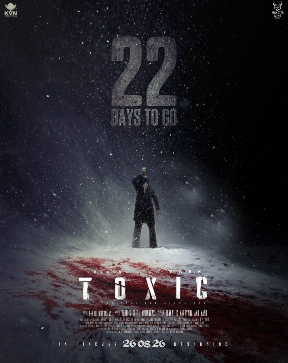 YashTrends's tweet photo. Madness in 22 Days 💥

#ToxicTheMovie @TheNameIsYash 
#Yash #ToxicOn26thAug https://t.co/wAEitBPl66