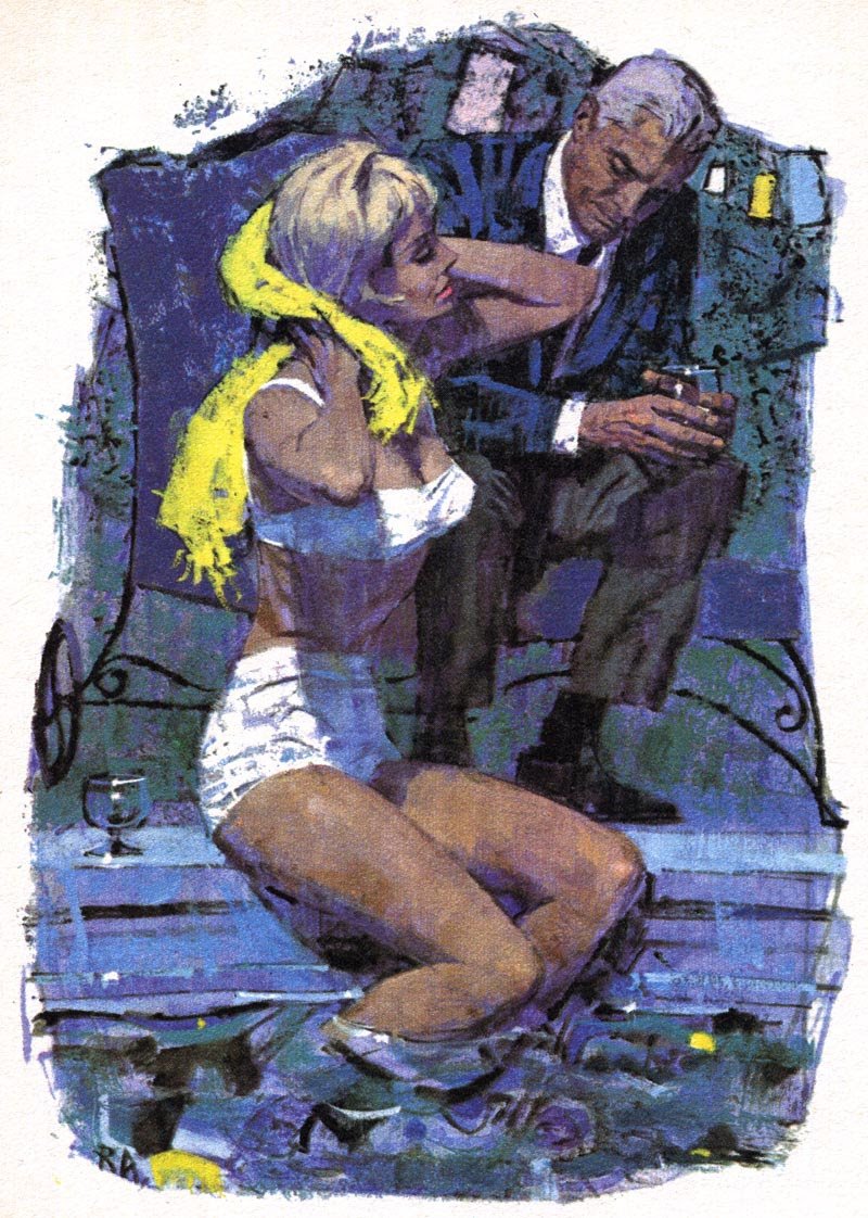 vintageillustra's tweet photo. Bob Abbett - Illustration for Reader's Digest Condensed Books version of 'The Man' (1965) https://t.co/hwygSNsMQE