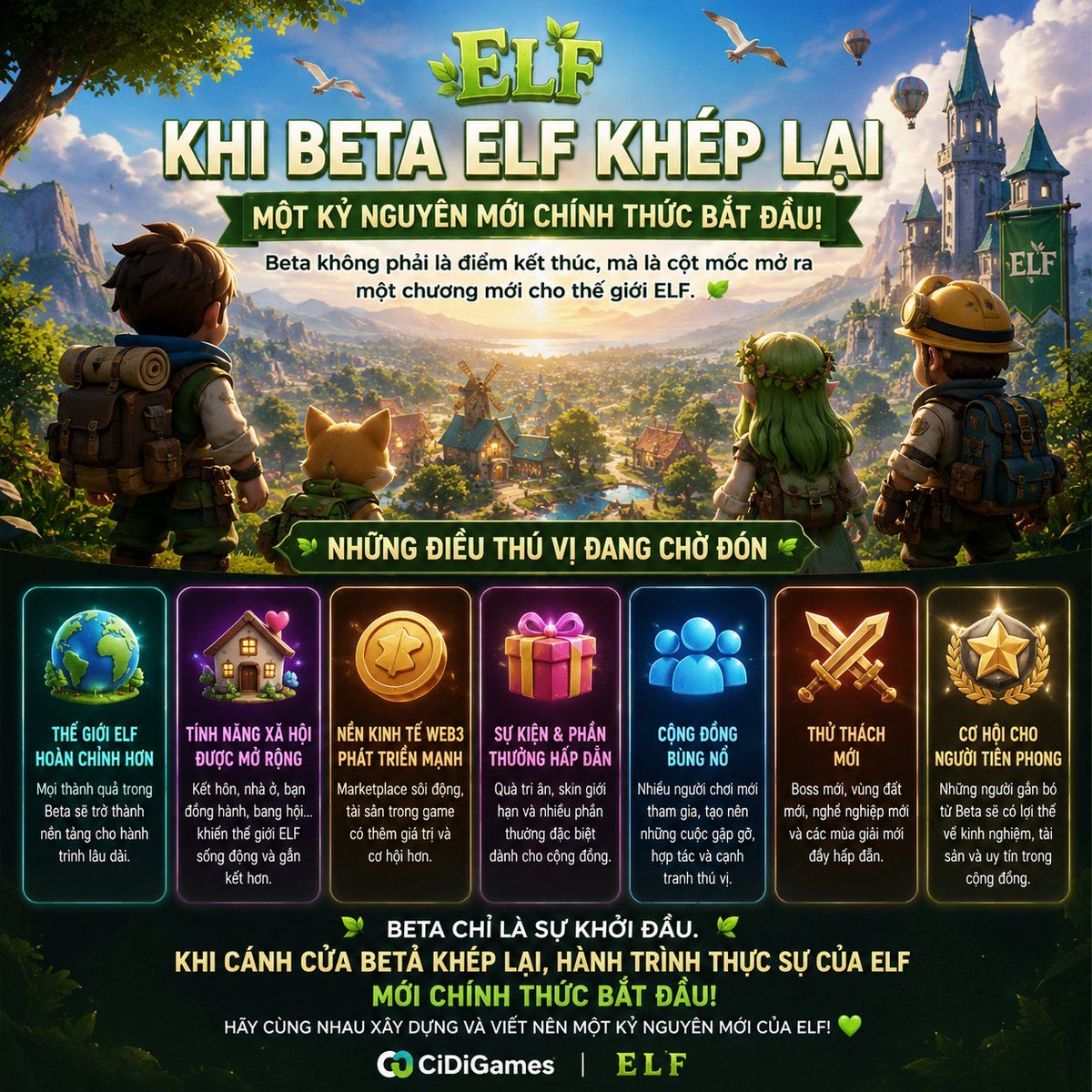 Hungkhi898's tweet photo. @asher_cidigames 
@PlayCiDi 
#CiDiGames
#ELF  #Web3 #GameFi #PiNetwork
✅Hành trình vạn dặm khởi đầu từ bước chân Beta. Cánh cửa thử nghiệm khép lại chính là lúc chương sử hào hùng nhất của ELF chính thức mở trang.
✅Beta không phải là điểm kết thúc, mà là bình minh của một kỷ nguyên mới. Cảm ơn những bước chân đầu tiên đã cùng ELF gieo mầm cho một thế giới kỳ diệu.
✅Khi hoàng hôn Beta buông xuống, một bình minh rực rỡ hơn bao giờ hết đang chờ đón. Hãy sẵn sàng viết tiếp huyền thoại tại vùng đất ELF.
✅Những viên gạch đầu tiên đã được đặt xuống. Từ nền móng Beta vững chắc, một thế giới ELF hoàn mỹ và sống động hơn đang vươn mình thức giấc.
❤️ Chúc toàn thể đội dev vững tin và chiến thắng