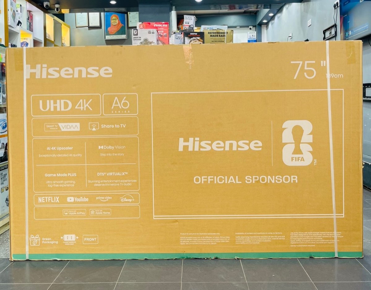 RogersApplUG's tweet photo. Hisense 75" Smart TVs

4K UHD (A6 Series) - 🏷️ 3,200,000/-
4K QLED (Q6 Series) - 🏷️ 3,500,000/-
ULED Mini-LED (U7 Series) - 🏷️ 4,000,000/-

All come with a 3 Year warranty.

🔁 Swap with top-up ✅

📍 Kooki Towers 
🚚 Same Day Delivery 
☎️ 0759679038
#AuthenticGadgets https://t.co/1QCWZRwbQd