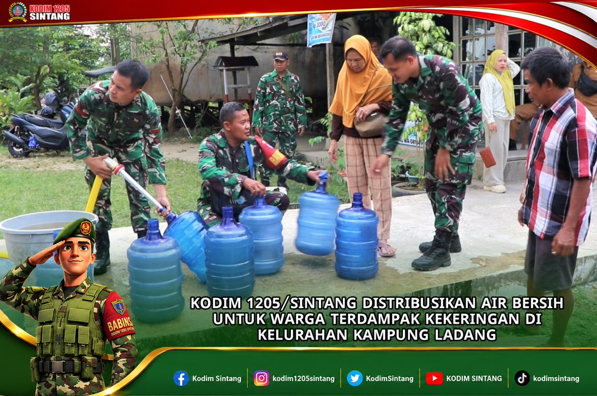 KodimSintang's tweet photo. Kodim 1205/Sintang Distribusikan Air Bersih untuk Warga Terdampak Kekeringan di Kelurahan Kampung Ladang https://t.co/ofPlMVwcu6