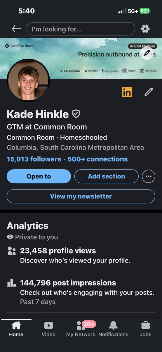 Kade_London's tweet photo. 15k LinkedIn followers. Nice. https://t.co/TRHKpEpeBx