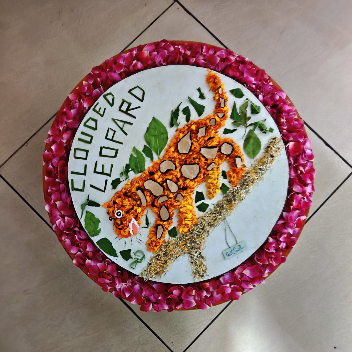 ASITSADHU3's tweet photo. My flower art marks #InternationalCloudedLeopardDay. The cloud-like spots and tree branch reflect this agile forest cat's beauty and arboreal life. Protect forests, end poaching, save wildlife. Every species matters.
#CloudedLeopard #WildlifeConservation #SaveForests #FlowerArt https://t.co/AUfSJdMHhB
