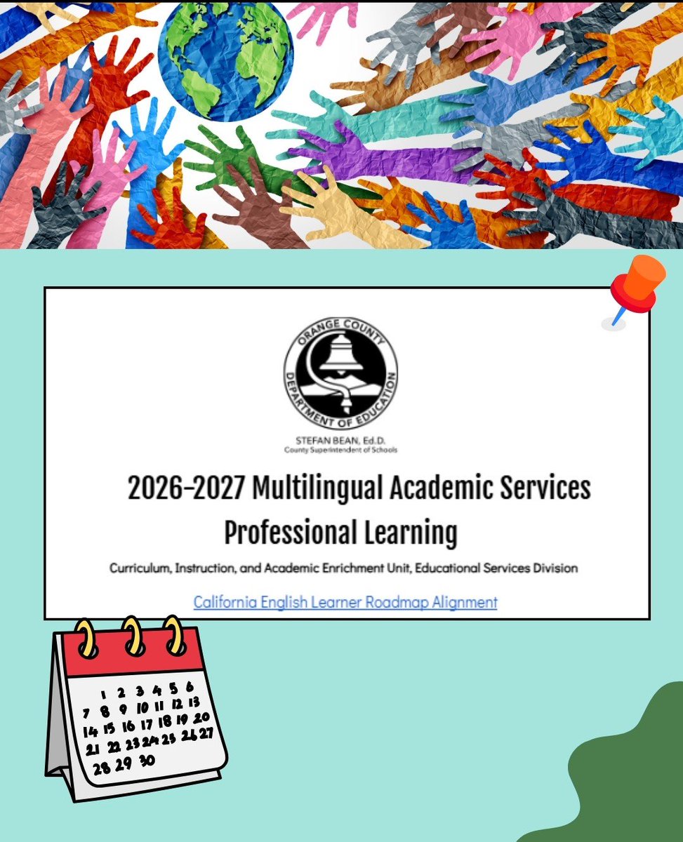 OCDEProjectGLAD's tweet photo. π
The **2026β2027 MAS Professional Learning Calendar** is now LIVE! π
π Follow the link below to explore the full calendar and save the dates. We can't wait to learn alongside you throughout the 2026β2027 school year!
https://t.co/OqwJX5M7P1
#Multilingual #Academic https://t.co/FPlqXw6R38