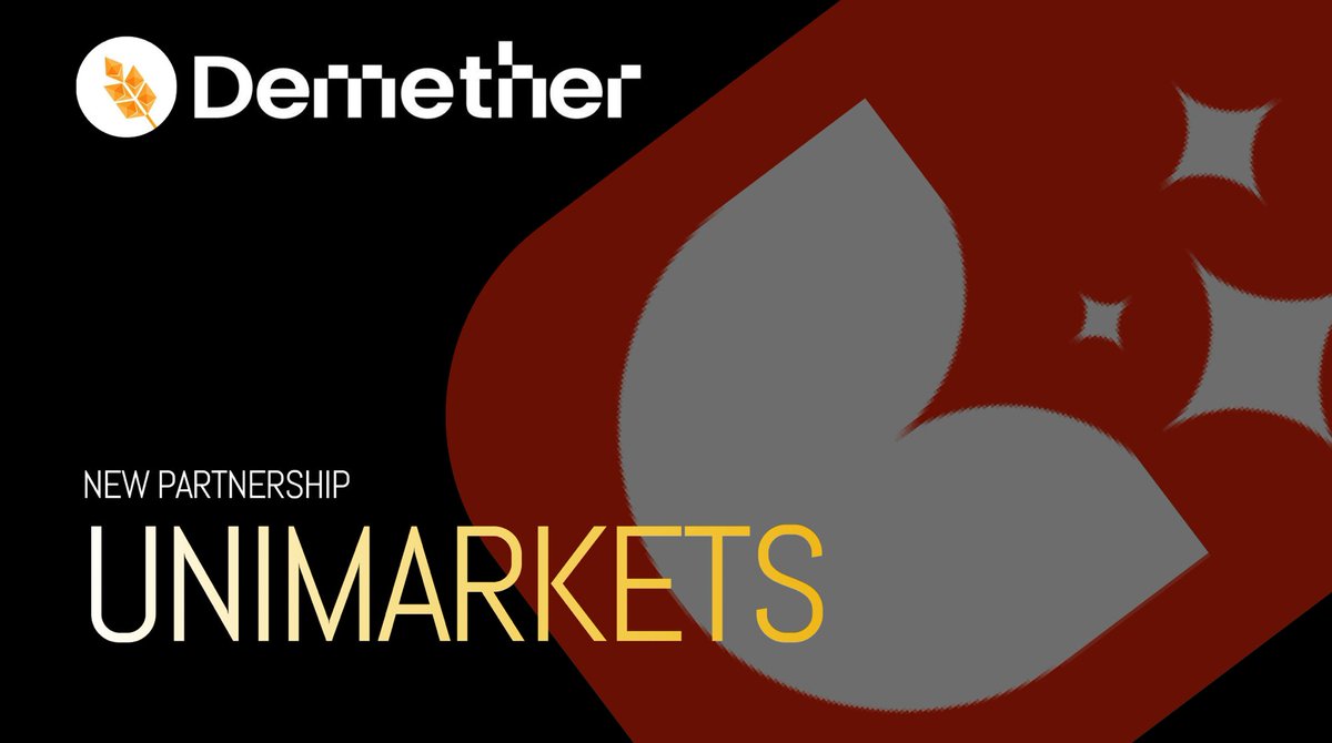 DemetherDeFi's tweet photo. 🤝We're excited to announce our partnership with UniMarkets!

As the tokenized asset ecosystem continues to grow, collaboration is key to making onchain investing more accessible, efficient, and rewarding.

Through this partnership, @DemetherDeFi and @unimarketsdotio, the prediction market aggregation platform, will explore opportunities to collaborate on the discovery and promotion of next-generation onchain financial products.

At Demether, we're building the high-yield savings platform for tokenized stocks, helping users earn passive income on familiar assets through automated, risk-managed DeFi strategies.

This is another step towards bringing smarter, more accessible investing to everyone.

Stay tuned for what we're building together.