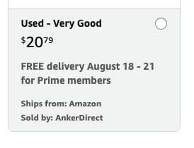 WorkelCEO's tweet photo. One of the best ways to save money is simply buy stuff used from Amazon, especially small ticket items. 

Saved $5 buying a travel adapter used...The box came sealed still, doesn't even make sense haha https://t.co/hjEzX9lAD8