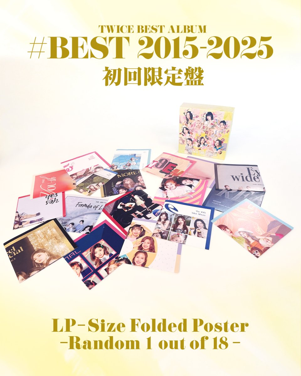 JYPETWICE_JAPAN's tweet photo. 💿TWICE BEST ALBUM『TWICE BEST ALBUM「#BEST 2015-2025」』

🎤TWICE LIVE DVD & Blu-ray 『TWICE <THIS IS FOR> WORLD TOUR IN JAPAN』

2026.08.26 2作品同時Release!

TWICE BEST ALBUM『TWICE BEST ALBUM「#BEST 2015-2025」』
韓国作品ジャケット柄LPサイズ（315mm×315mm）折り畳みポスター（1枚封入 / 全18種ランダム）
- 1st Mini Album『THE STORY BEGINS』 -
- 2nd Mini Album『PAGE TWO』 -
- 3rd Mini Album『TWICEcoaster : LANE 1』 -

https://t.co/Ti9xVqYMbo

#TWICE #BEST_TWICE
#TWICE_THISISFOR_WORLD_TOUR