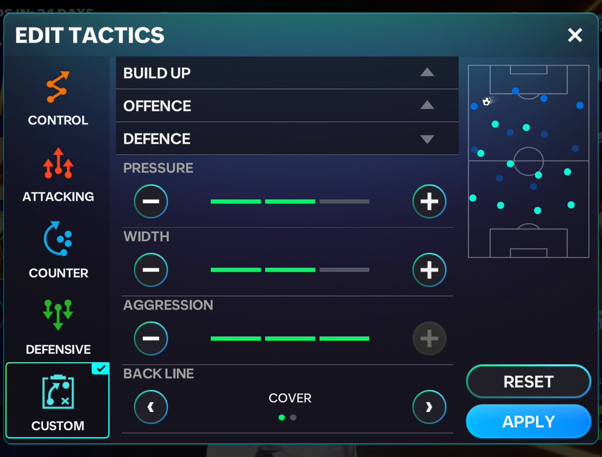 KJavierFM's tweet photo. MANAGER MODE TACTICS 💡

FC Champion  - 20 Stars ⭐️

Best suitable tacs for defense formations ✅ 

Formation : 433H or 4213

Recommendations ✨

1. Players with 5/5 wf
2. OVR - 125+ 
3. Playstyles on 6+ players
4. Good CDM with PS+

RTs appreciated 🩵

@tutiofifa @JONALDINHOtm https://t.co/rY3EjKjdBi