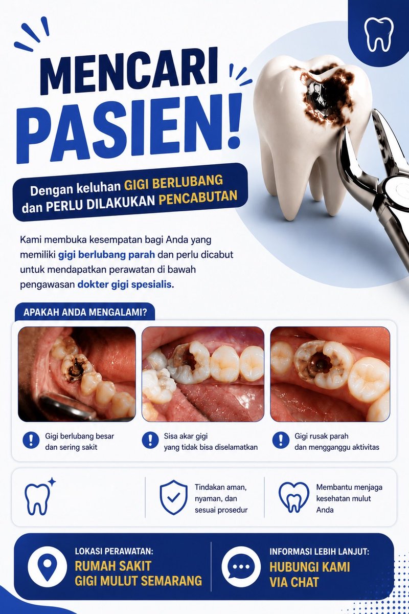 sabbb04's tweet photo. MENCARI PASIEN CABUT GIGI SEMARANG
#koasgigi #semarang #gigiberlubang #pasienkoas https://t.co/N2lgU20V33