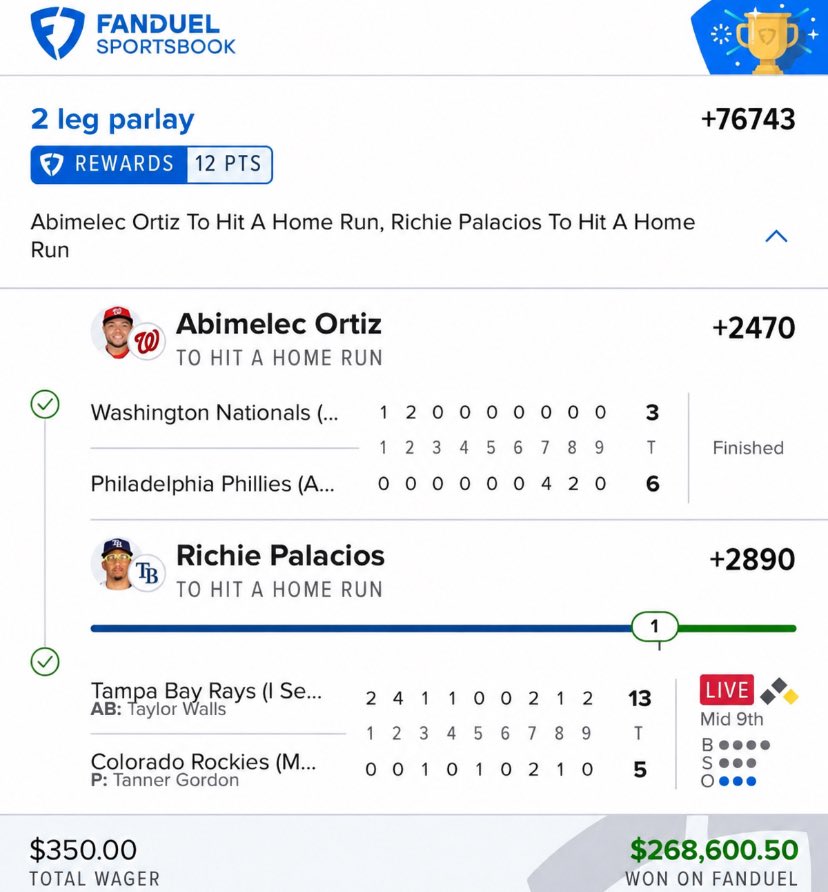 Bettypicks_'s tweet photo. When the research meets the results. 📈💰
Abimelec Ortiz ✅
Richie Palacios ✅
$350 ➜ $268,600.50 https://t.co/QEBxR8t1Xc