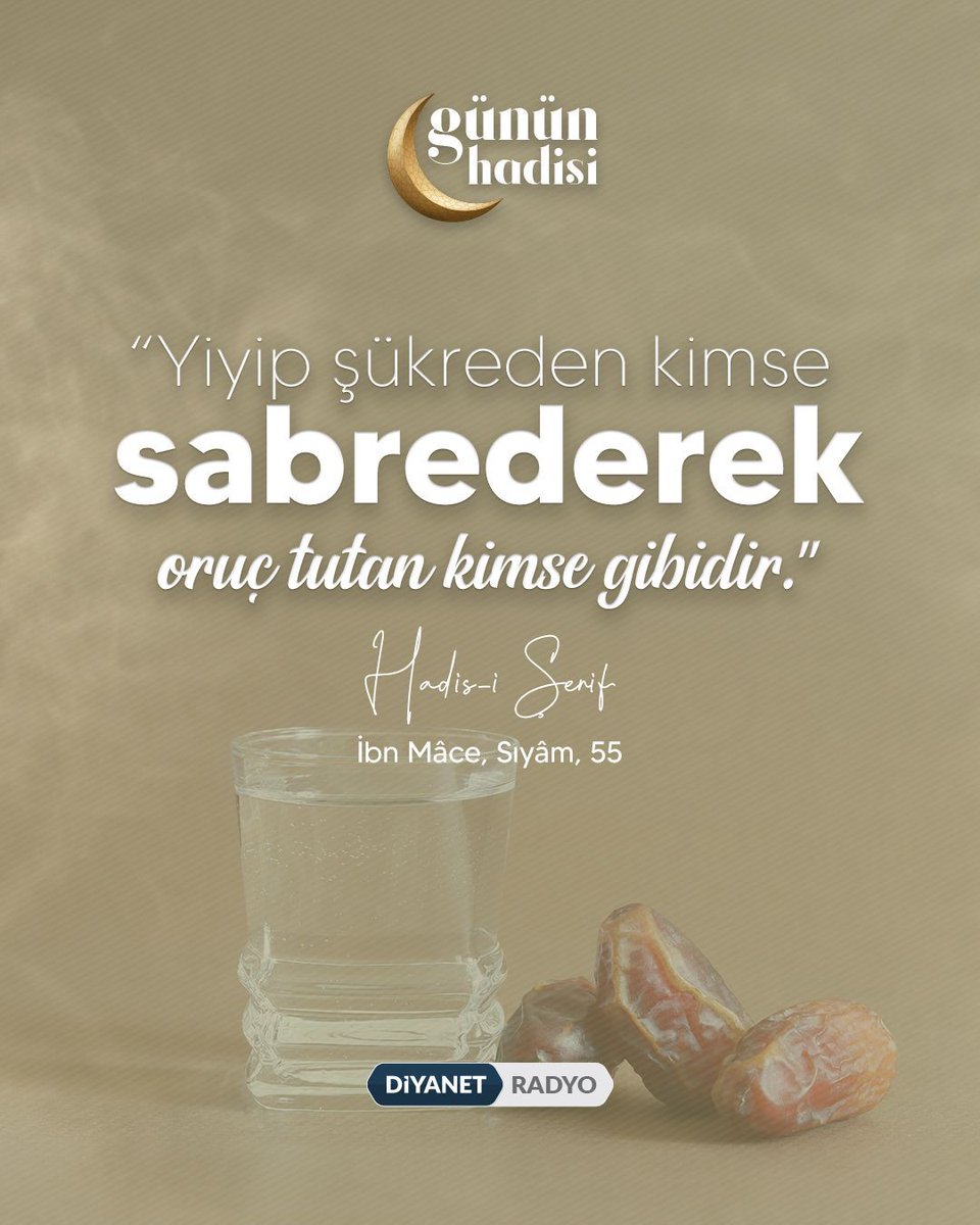 diyanetradyo's tweet photo. #GününHadisi

❝Yiyip şükreden kimse sabrederek oruç tutan kimse gibidir.❞

Hadis-i Şerif | İbn Mâce, Sıyâm, 55 https://t.co/IxRMJ9OlJd