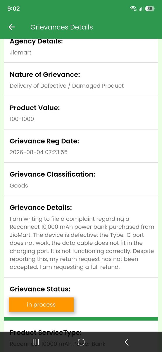 MeraDesh01's tweet photo. When will the return for the Reconnect power bank be accepted? I need a quick solution. 72 Hours Going But Not Solution Received. I am Registered the Complaint in National Consumer Helpline. 

Order Id JM6A6E11BO0164168D42

@JioMart_Support @JioMart @jagograhakjago @nch1915 https://t.co/Lcjo0W6638