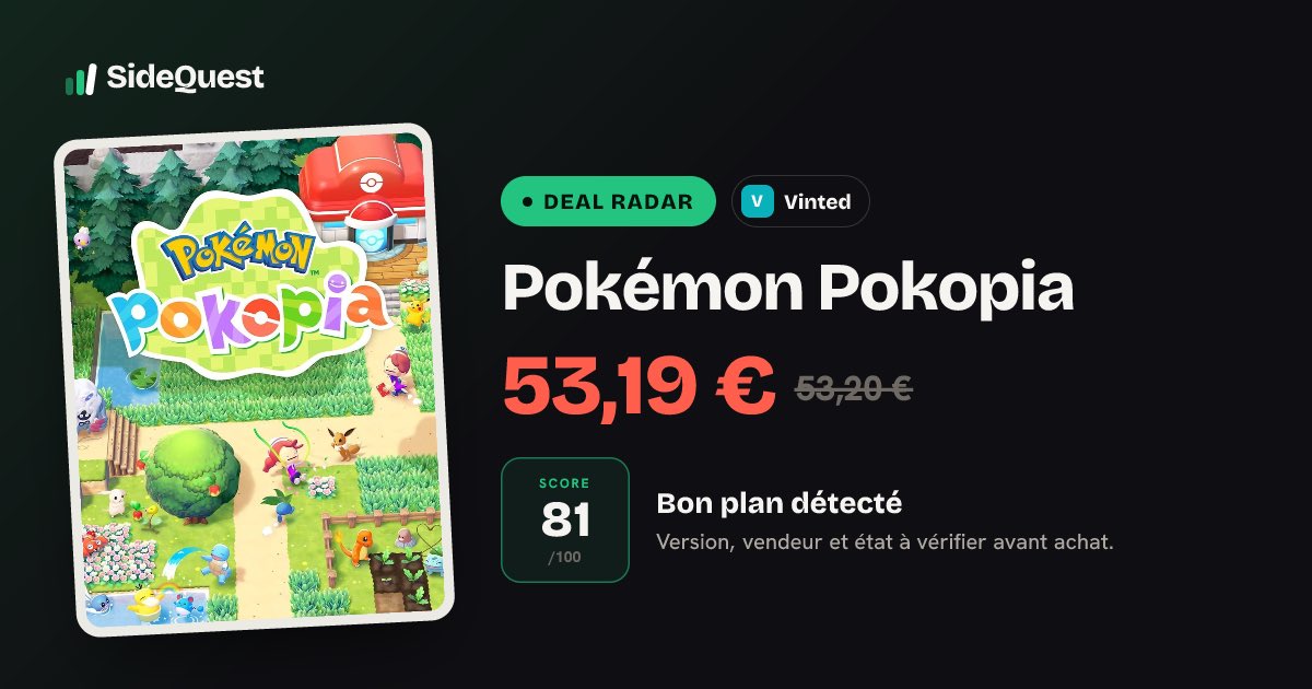 gesidequest's tweet photo. Deal Radar · Vinted 👀

Pokémon Pokopia · Nintendo Switch 2

53,19 EUR · score SideQuest 81/100
Bonne piste, à vérifier avant achat 👇
https://t.co/gnoU2zFfwS https://t.co/1IR4ktrQ8g