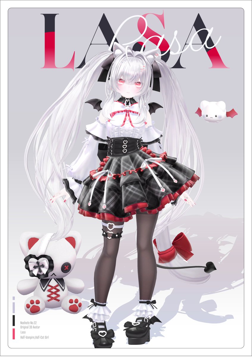 3D_586's tweet photo. VRChat用アバター『Lasa-ラサ-』
ヴァンパイアとネコのハーフの女の子、９月上旬ごろ販売予定です。　

どこかに掲載するかもしれないポスターその１　

#Lasa3D  #VRC https://t.co/64Hai5VEgQ