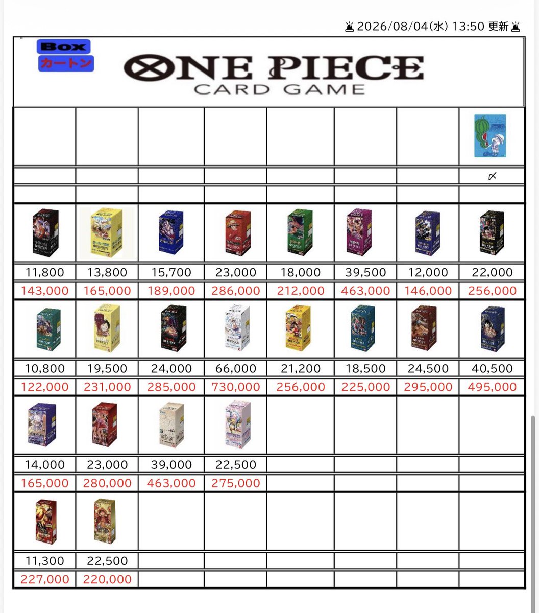 🚨2026/08/04(水) 13:50 更新🚨 ワンピースカード【ONE PIECE Card