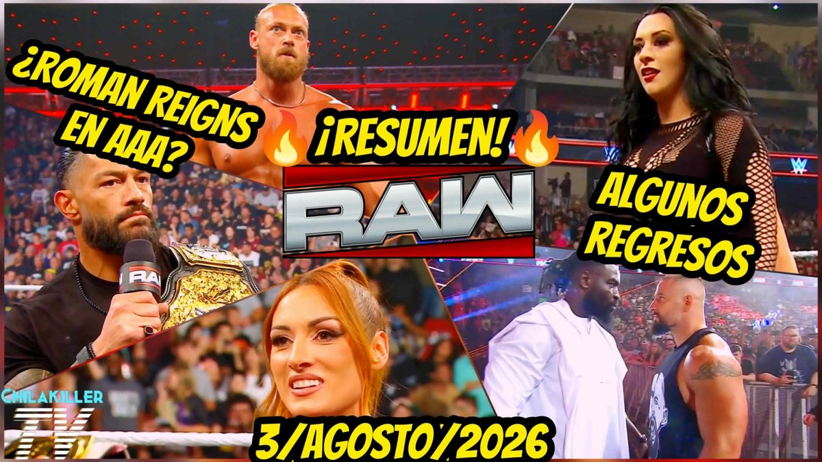 Chiilakilller's tweet photo. 🏃♀️¡CORRELE BRUV!🏃
🚨🔥¡NUEVO VÍDEO!🚨🔥
RESUMEN COMPLETO DE #WWERAW
¡STEPHANIE REGRESA! Y ¿ROMAN EN AAA?
Vean el video y dejen su like❤
Link: https://t.co/5yfp0iKzAH
#WWE #AAA #RomanReigns #StephanieVaquer #LivMorgan #BigCass #BeckyLynch #Penta #ReyMysterio #JevonEvans https://t.co/rZEksPaoAP