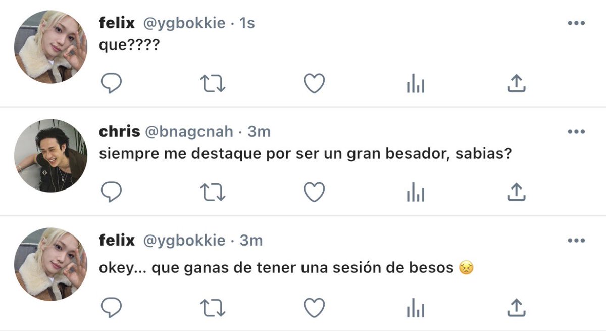 innieluvsz's tweet photo. “Coqueteo” / #chanlix few tweets. 

Donde Chris empezó a coquetear de una manera un tanto particular con el hermano de su mejor amiga, Felix. https://t.co/PVE2VQAidm