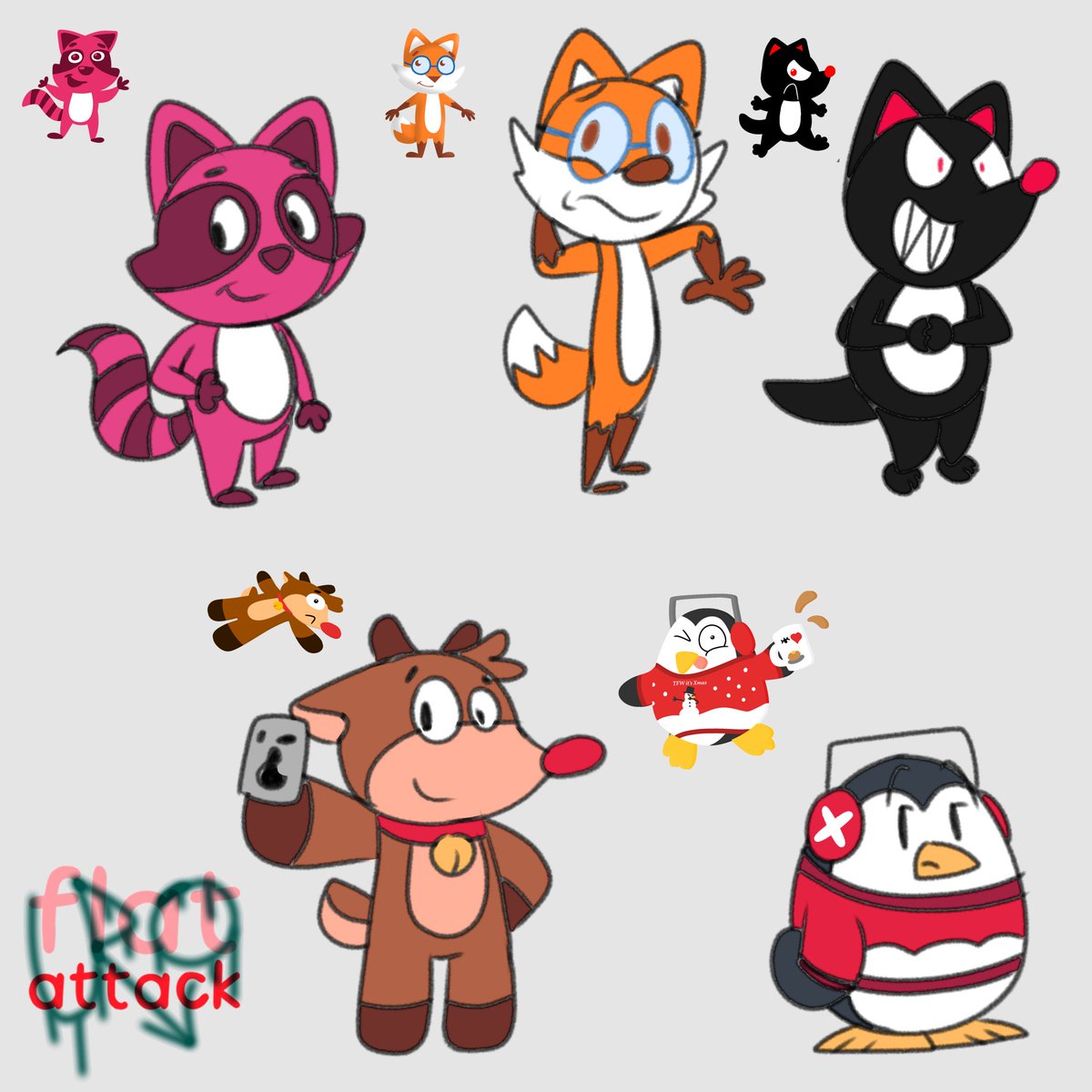 UroArtwork's tweet photo. It's the guy from @FlatAttack0 and his pals!
I retired that account (that was me the whole time) but I didn't want to do so for the characters, so here's a drawing of various OCs from over the years in my normal artstyle! I'll use them in the future probably. https://t.co/3LjptM1h38