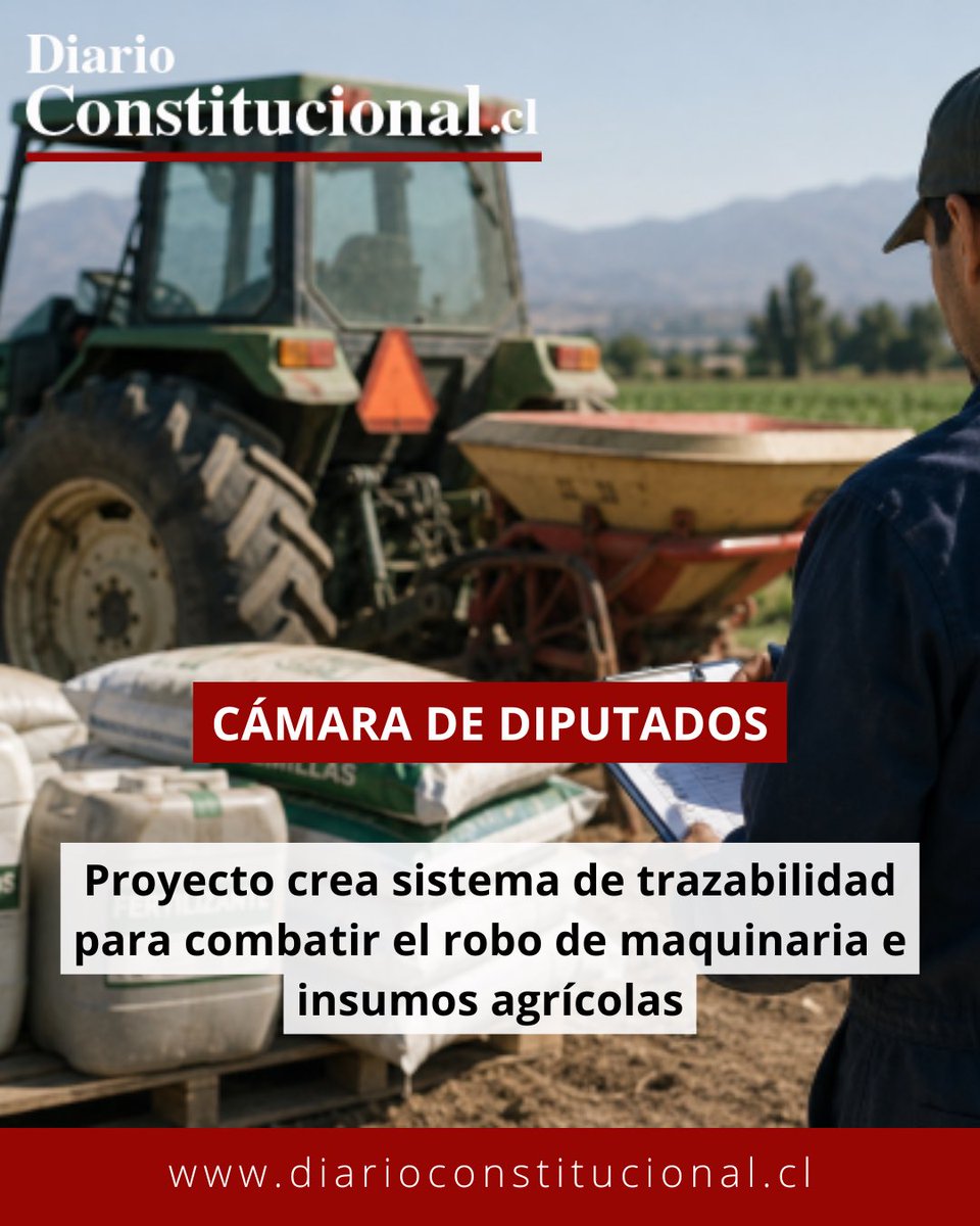 DiarioConst's tweet photo. 🌾 Proyecto busca combatir el robo agrícola.
La iniciativa crea un sistema de trazabilidad para maquinaria e insumos, con el fin de fortalecer la fiscalización y prevenir su comercialización ilegal.
🔗 https://t.co/L6WGL3GX0D
#ProyectoDeLey #Agricultura #SeguridadRural https://t.co/rpanEXAY9q