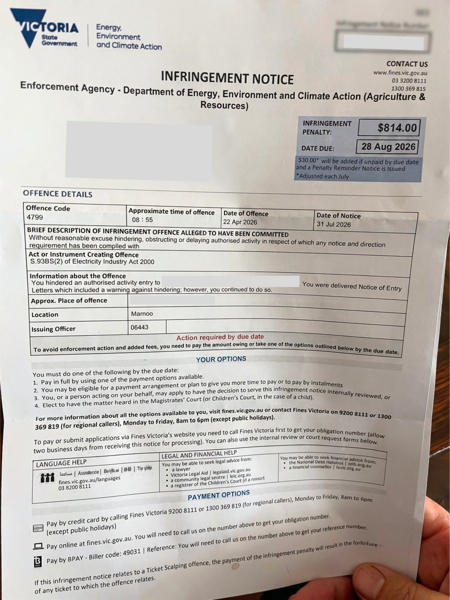 FarmersFightbac's tweet photo. 🚨 New Victorian Premier Carroll declares war on farmers!
A farmer issued an $814 fine just days after the new Victorian Premier takes office

THIS IS SERIOUS. Demand Premier Carroll stops targeting farmers now. Sign the petition today: https://t.co/NnbUOkdCju https://t.co/a35082qDcx