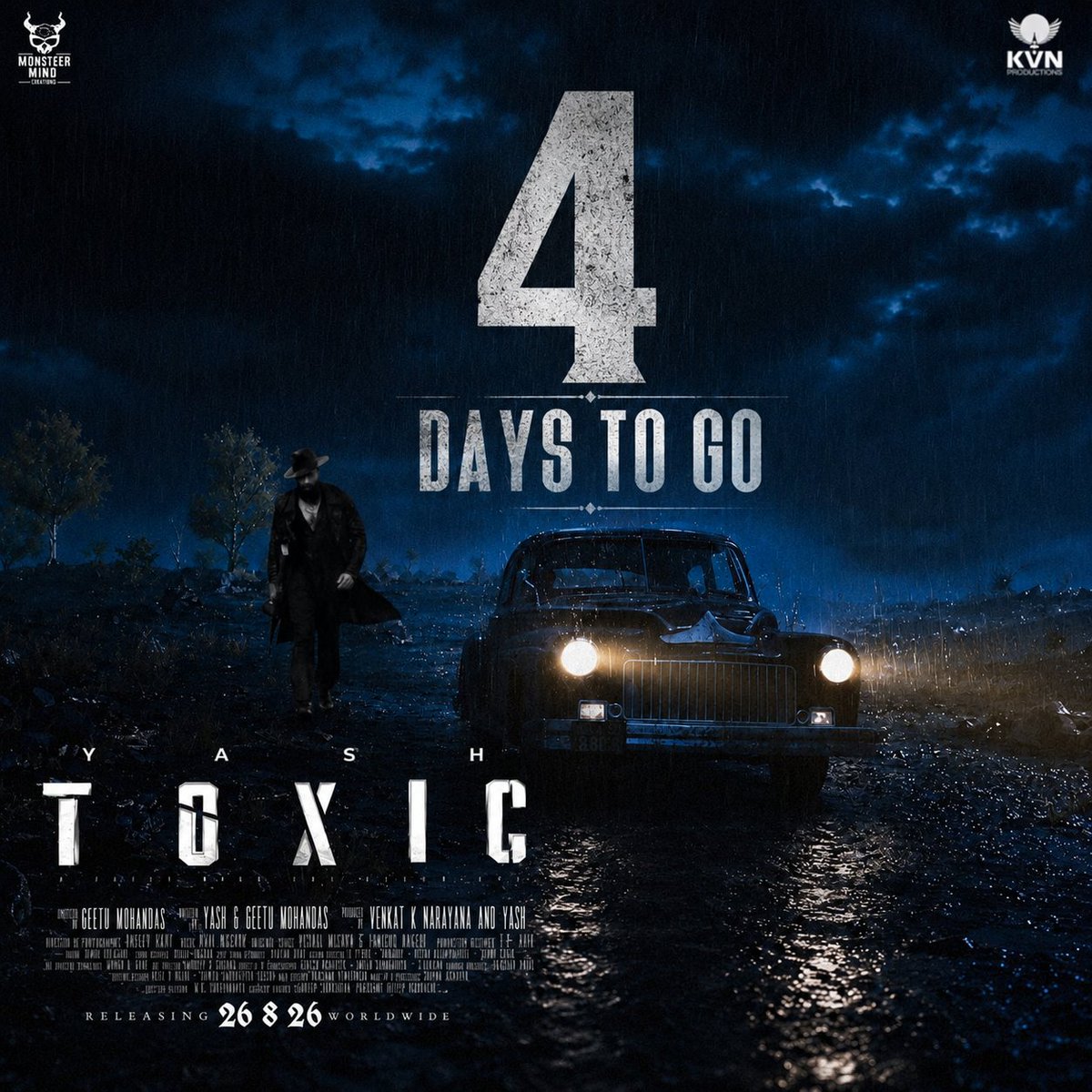 TeamYashFC's tweet photo. The silence has served its purpose. Now, the storm takes over. 🔥🔥

4 days for the Trailer launch 
8.8.26

#Yash @ThenameisYash 
#YashBOSS  #ToxicTheMovie https://t.co/4RlCHAIT2i