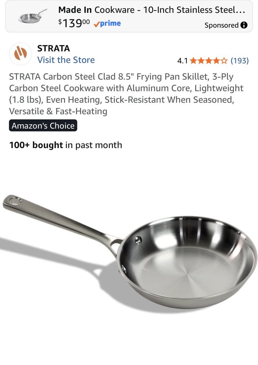 shelascomputer's tweet photo. I need a carbon steel pan!! So expensive though 🥲 https://t.co/IjUG77zQM8