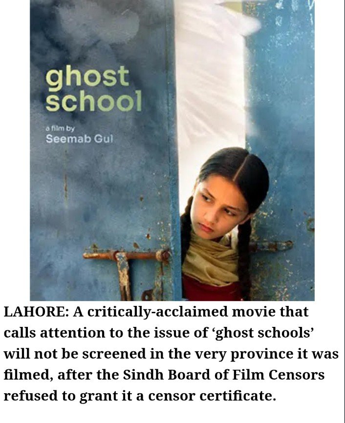 bilalfqi's tweet photo. Blocking Ghost School won't make #Sindh's #GhostSchools disappear. An award-winning film exposing a scandal involving around 15,000 ghost schools has been denied a censor certificate in the very province where it was filmed. If the reason is to shield the authorities from embarrassment, it's a damning indictment of a govt more interested in suppressing criticism than fixing a broken education system...
https://t.co/P1kXOxTthd