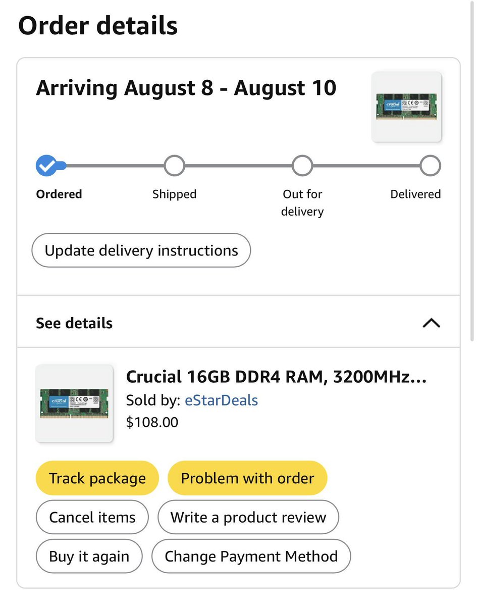 itsjcmerl's tweet photo. Bought some additional memory today for my laptop 

Gotta help MICRON wherever I can (CRUCIAL is a $MU company)

I put my money where my memory is https://t.co/3seKcaILpK