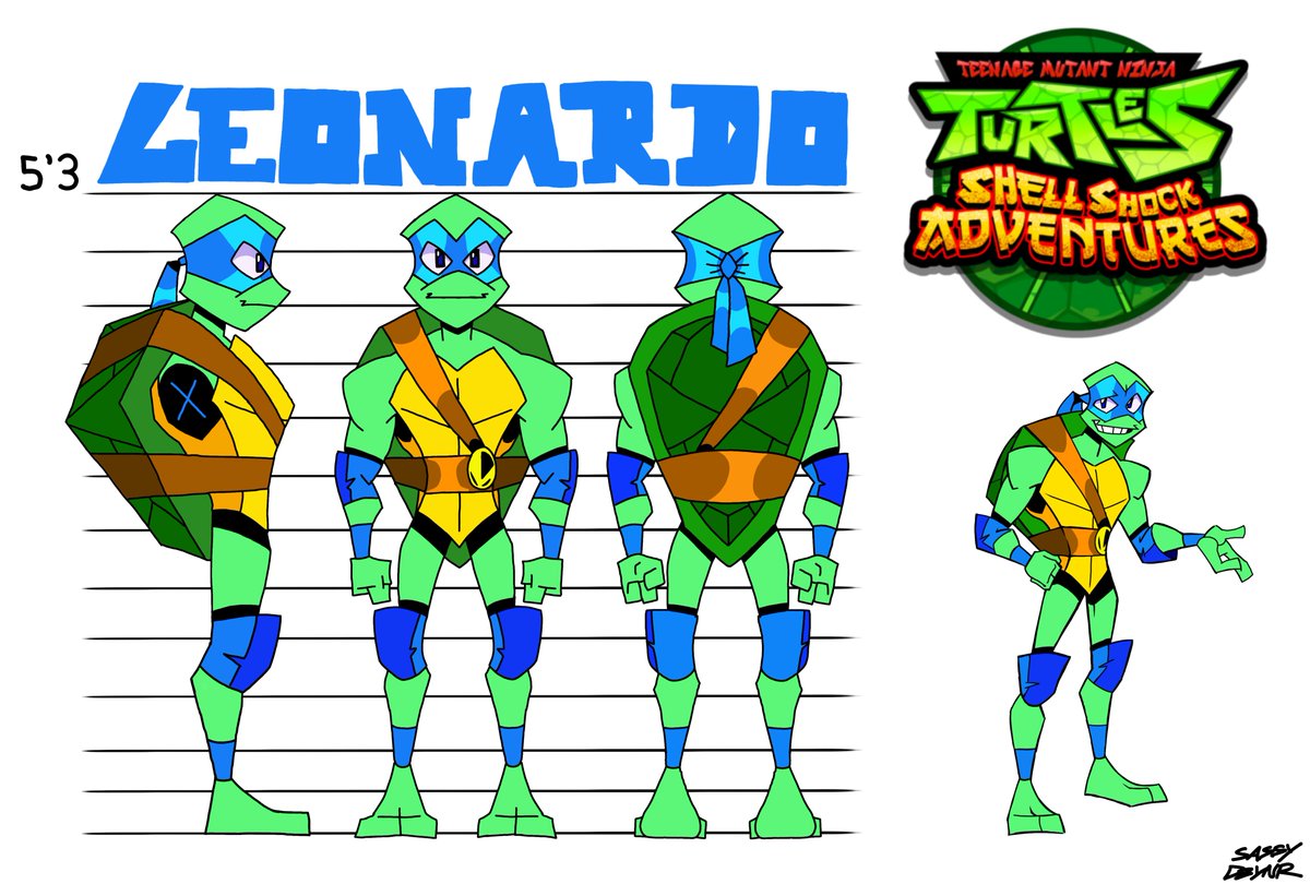 TMNTSSA's tweet photo. Up first, we have our Leonardo Model Sheets! 🐢⚔️Leo has went through many revisions before we finally landed on a design 

Turnaround sheet done by 
@sassadesigna https://t.co/IA5HuLsmQy