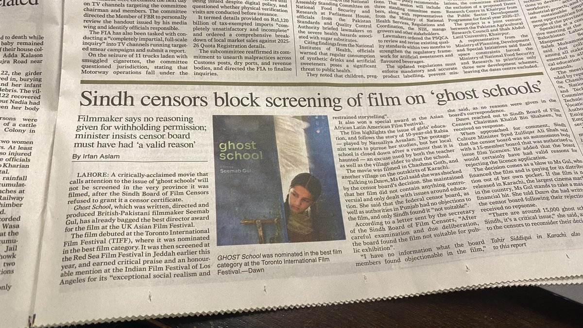 NaxarUlIslam's tweet photo. 15000 ghost school in #Sindh province? This is alarming as Sindh censor board blocks screening of #SeemabGul’s film #Ghostschools. https://t.co/XL987liN5I