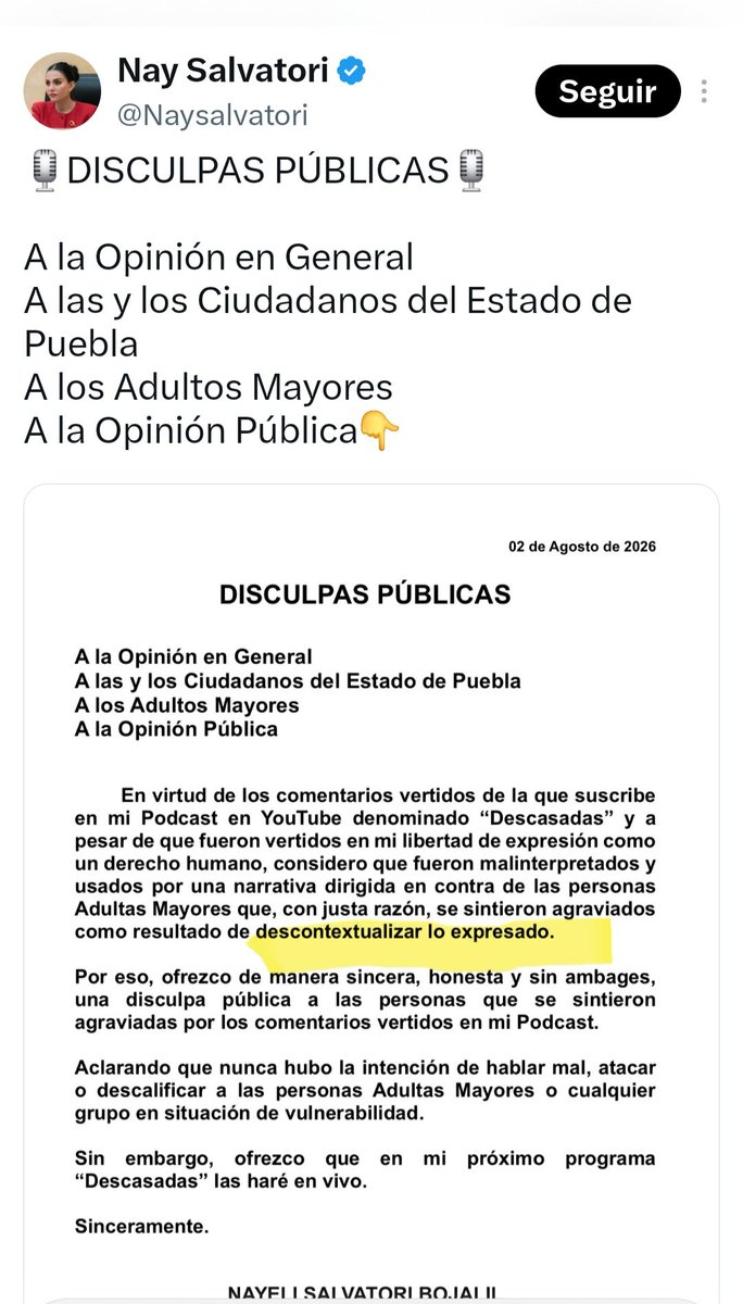 Monicao2712's tweet photo. 🚨AHORA RESULTA...
Dicen las señoras @GracePalomares y @Naysalvatori 
que se descontextualizaron las estupideces que dijeron.🤡

Pues vean el video de nuevo. No solo insultan a las personas adultas mayores; también SE REFERÍAN A TODOS USTEDES, HOMBRES MAYORES DE 40 AÑOS, diciendo que "huelen a baúl" y que "se están pudriendo".

Y todavía hay algo más indignante y repugnante, sus comentarios son una burla hacia quienes presentan cambios físicos derivados de enfermedades crónicas o degenerativas.

En México, millones de niñas, niños, adolescentes y adultos viven con padecimientos como distrofias musculares, esclerosis múltiple, Parkinson, esclerosis lateral amiotrófica (ELA), artritis reumatoide, insuficiencia renal crónica, diabetes con complicaciones, algunos tipos de cáncer y muchas enfermedades raras que pueden afectar la movilidad o la apariencia física.

Detrás de cada uno de esos diagnósticos hay familias que han luchado durante años entre consultas, hospitales, tratamientos, rehabilitación y gastos que muchas veces son devastadores.

Eso no da risa. Quien se burla de la edad, de la apariencia física o de las secuelas de una enfermedad demuestra una profunda falta de sensibilidad. Y quien ocupa un cargo público tiene el deber de representar con respeto a toda la sociedad, no de ridiculizarla.
Esperamos puedan actuar en consecuencia. 
@CONAPRED
@PartidoMorenaMx @CitlaHM @A_MontielR 
#PorAmorAPuebla