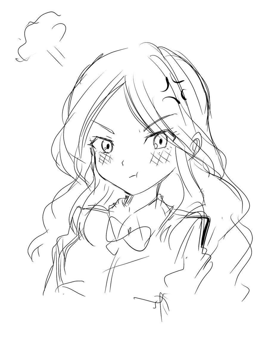Ruruka9845's tweet photo. しばらく絵を投稿出来そうに無いので落描きで描いた色塗りもない夏未を https://t.co/yIARU8JrHq