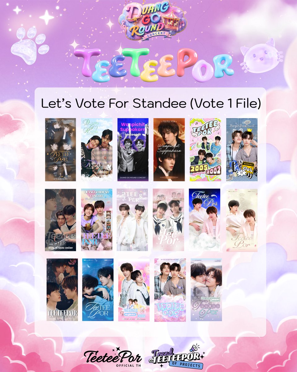TeeteePorth1's tweet photo. **ขออนุญาตเปิดโหวตใหม่เนื่องจากฟอร์มเก่ามีข้อผิดพลาดเรื่องผลงานค่ะ ทางทีมบ้านต้องขออภัยมาก ๆ ค่ะ 🙇‍♀️💜🩵

🙌🏻ขอเชิญชวนวาวาทุกท่านมาร่วมโหวต Art Work สำหรับ Project #ตี๋ตี๋ป๋อGoRoundอิมแพคค้าบ ~

- Standee in font of Aktiv Square (No.4)

- IMPACT Lollipop (MA06 & MA07)

- LED Cubic 

🔗ลิ้งค์สำหรับโหวต : https://t.co/LftiQNk0wJ

⏰ ระยะเวลาเปิดโหวตผลงานตั้งแต่วันนี้ จนถึงวันที่ 5 สิงหาคม 2569 เวลา 12.00 น.

#DuangGoRoundConcert
#เจอด้วงที่อิมแพคนะเธอ

❤︎︎❤︎︎#TeeTeePorOfficialTH #teeteepor #ตี๋ตี๋ป๋อ #twnpich #PorSuppakarn
★★#vava #วาวา
