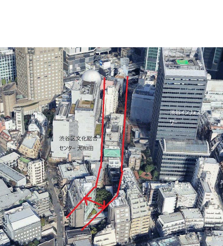 FUKUBLOG's tweet photo. 渋谷区桜丘町の建物の高さを見ていたら、いわゆる「さくら坂」の延長上に建物が低くなっている一帯があるのに気づいた。 https://t.co/7cleNLWt8T