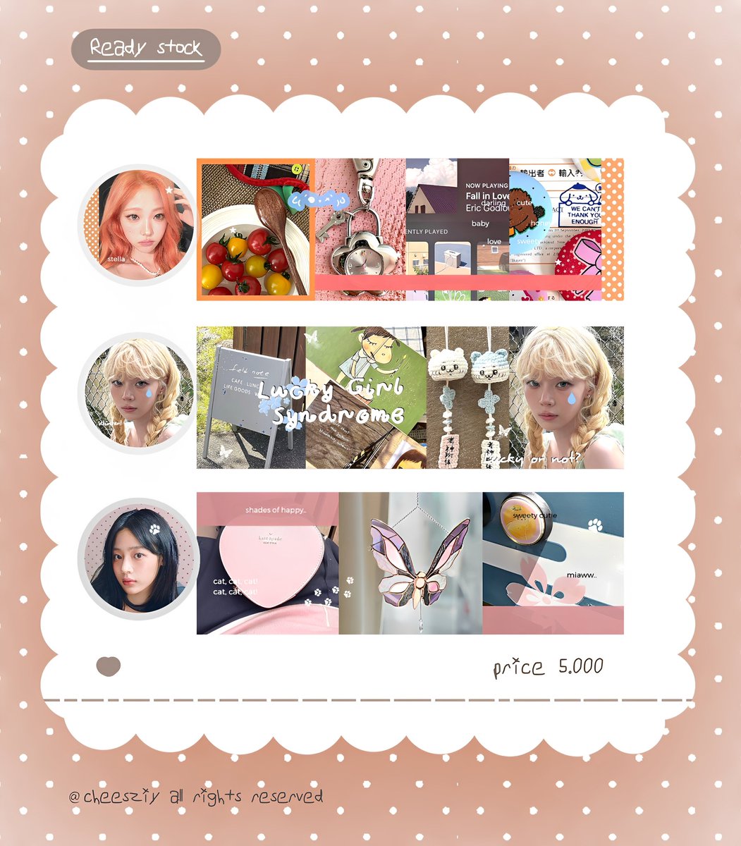 supnerior's tweet photo. help repost? thankiuuu 💥💘 #bealanja 

haii, aku ada 12 layout clearance sale serba 5.000 yang bisa dijemput langsung melalui dm/tele @cheesziy 💭 layoutnya no retext yaa, marii jajann! 🐈🍞

t. liz, stella, wonyoung, winter, minji, yuha, rora, rei, kya, minju https://t.co/lFCB6g21mz